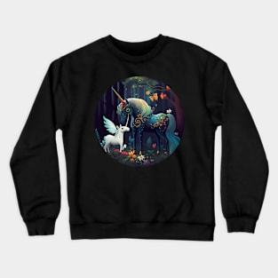 Fantasy Unicorns in the Forest Crewneck Sweatshirt